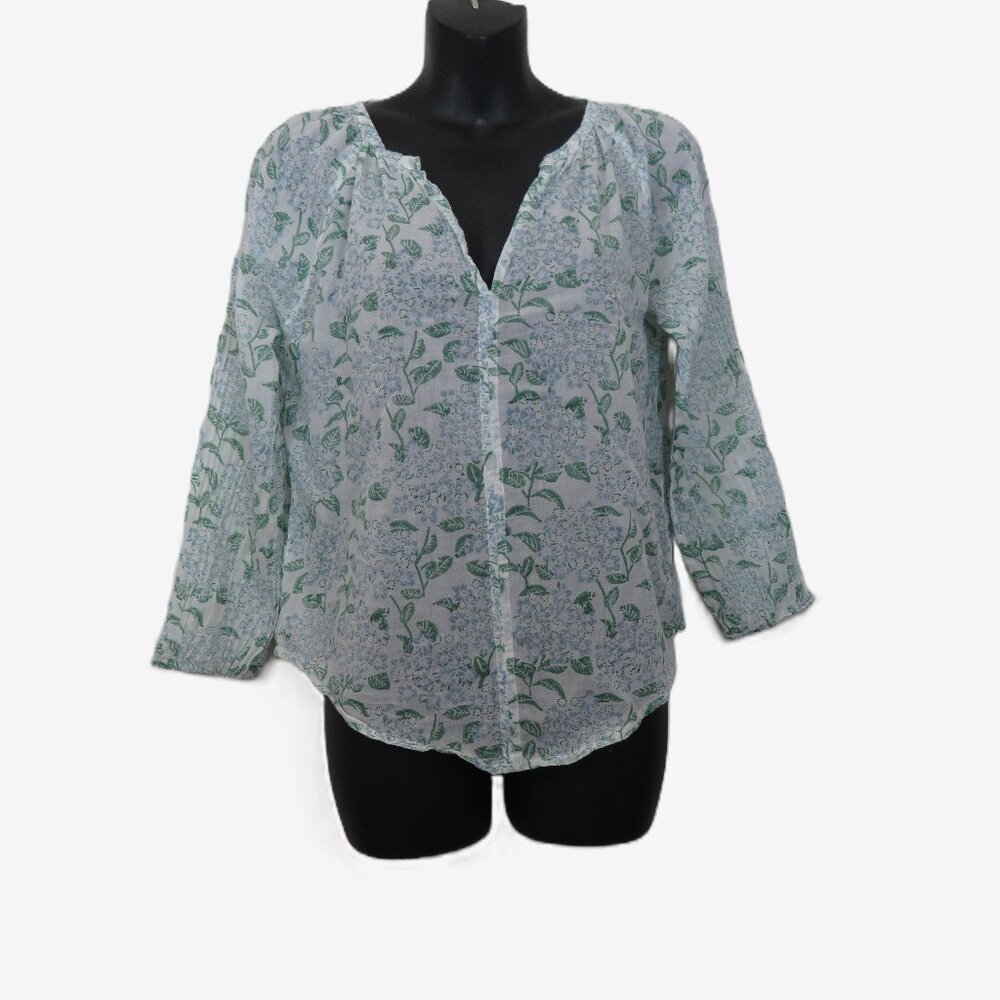 Roller Rabbit x Erica Wilson Nantucket size XS Floral Blouse 3/4 Sleeve Floral